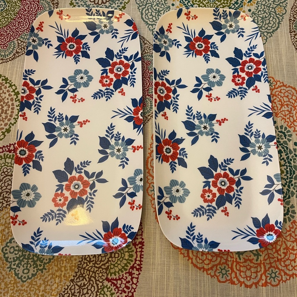 2 GORGEOUS NWT floral Serving Platters